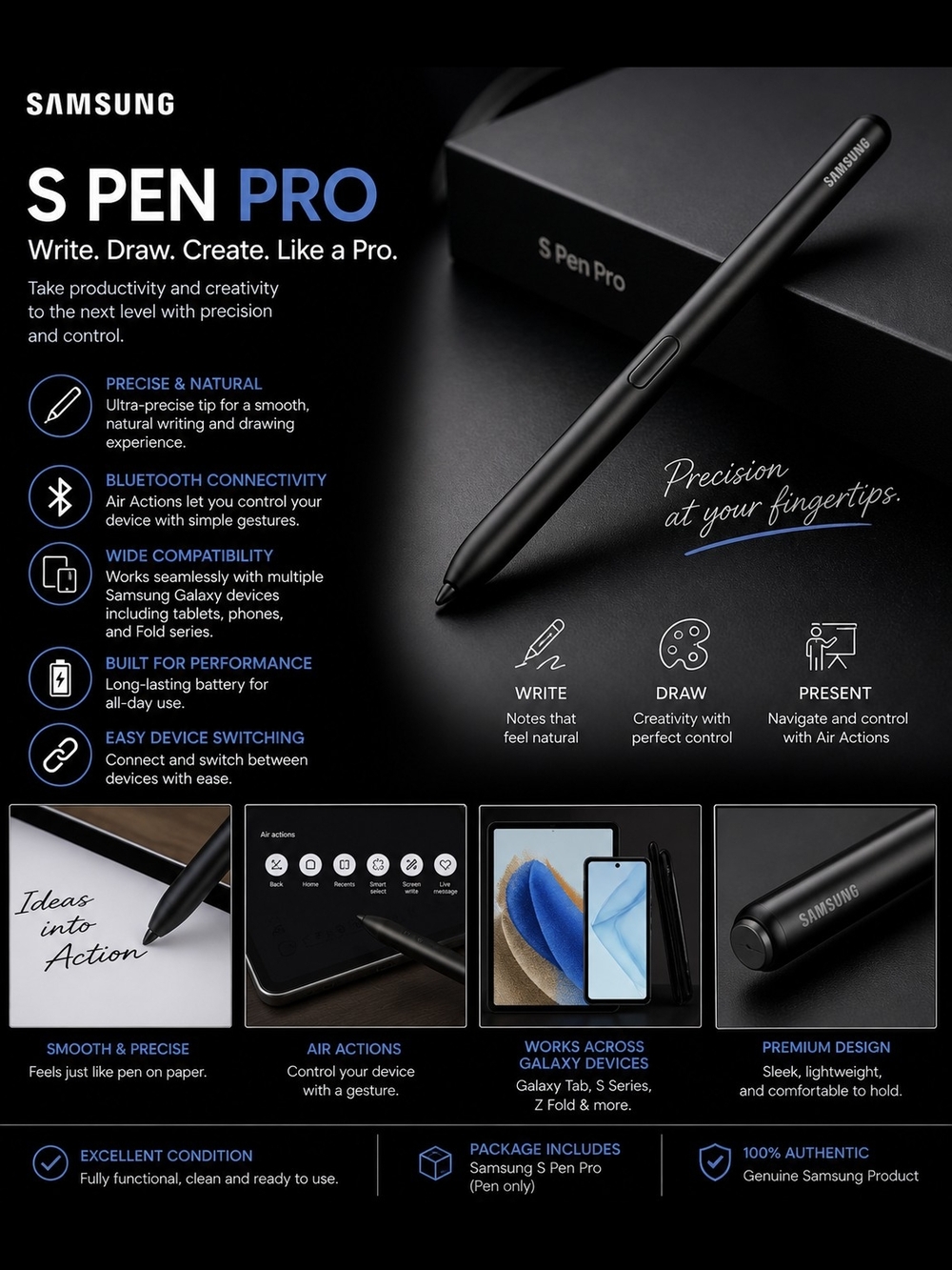 Samsung S Pen Pro — Black Precision Stylus